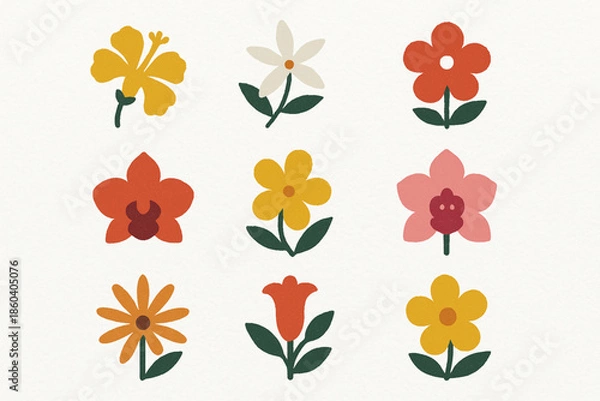 Obraz Paraguayan flower vector icons rugged flat style