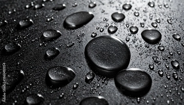 Obraz Water Droplets On Dark Surface Macro Background