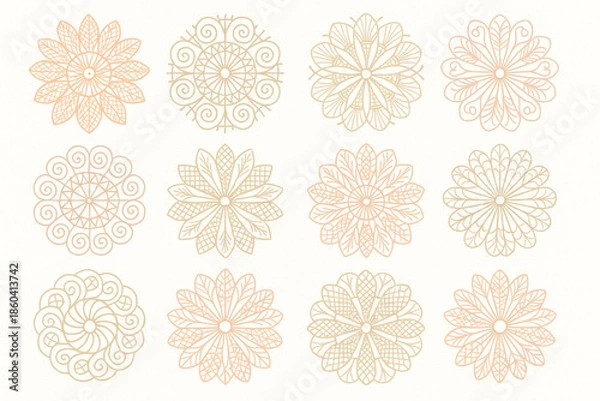 Obraz Ñandutí lace pattern vector icons elegant flat style