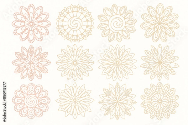 Obraz Ñandutí lace pattern vector icons elegant flat style