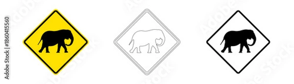 Obraz Elephant crossing traffic sign in vector format