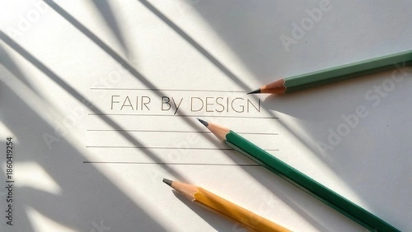 Obraz Pencils positioned on paper with text and parallel lines