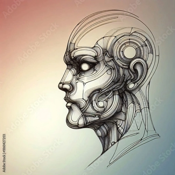 Obraz Mechanical AI Face Sketch