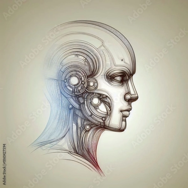 Obraz Side Profile AI Human Head