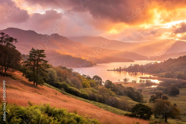 Obraz sunset in the mountains