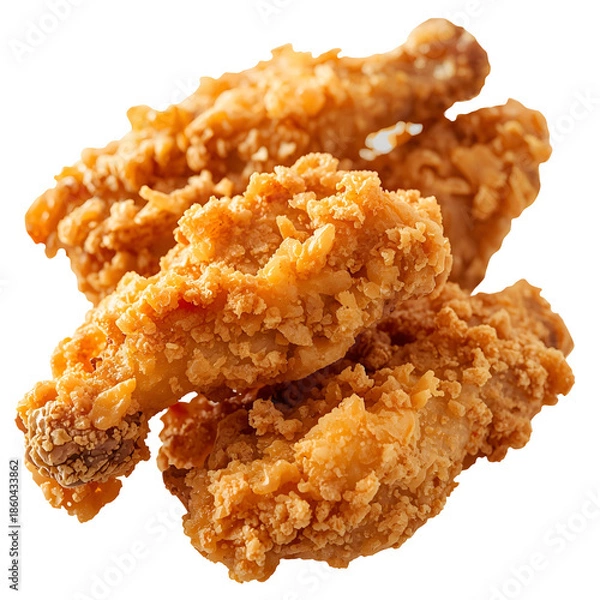 Obraz Fried chicken wings isolated on a transparent background