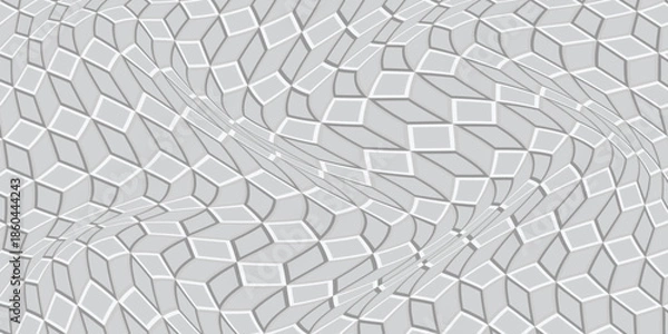 Fototapeta simple 3d outline cube wave pattern for banner poster background.