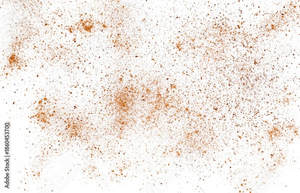 Obraz Pile cinnamon minced and planed flying, grated isolated on white background, clipping path