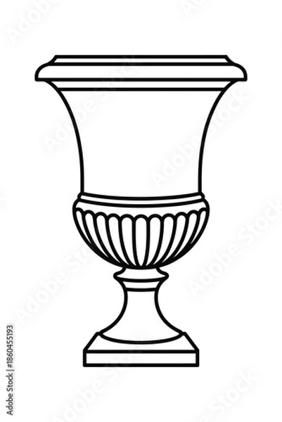 Obraz Classic decorative urn vector line art isolated on transparent background for architectural design