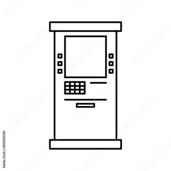 Obraz Automated Teller Machine ATM line art icon vector
