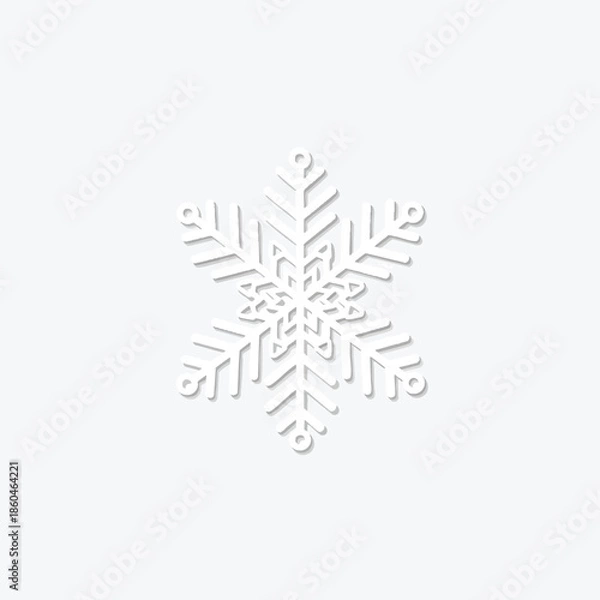 Obraz A white paper snowflake with shadow effect against a plain white background