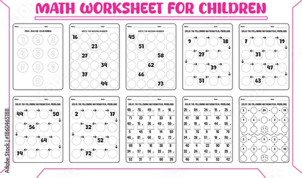 Fototapeta Printable math worksheet for children