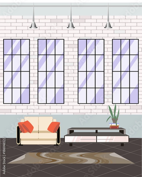 Fototapeta abstract  illustration of a loft room interior