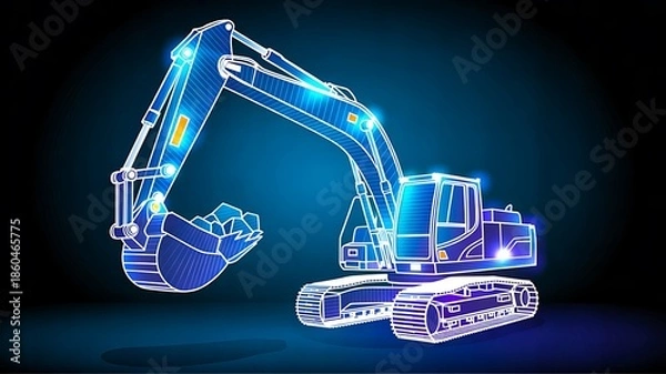 Obraz Autonomous robotic excavator representing smart construction technology
