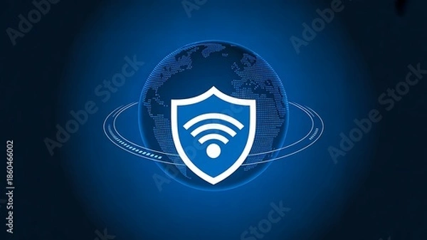 Obraz Global cybersecurity protection with wireless network security concept
