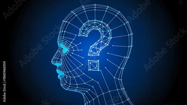 Obraz Human head with question mark representing artificial intelligence and thinking concept
