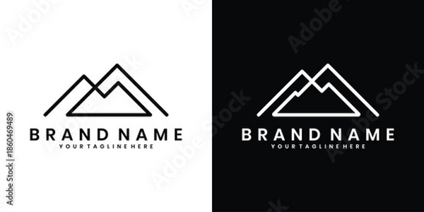 Obraz Minimalist mountain peak logo line art style