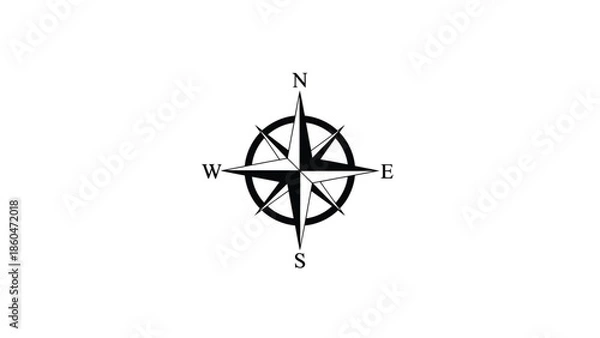 Obraz Compass Rose Navigation Wind Rose Silhouette Vector