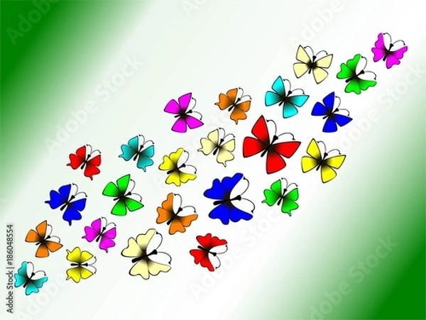 Obraz bright butterflies on a white background