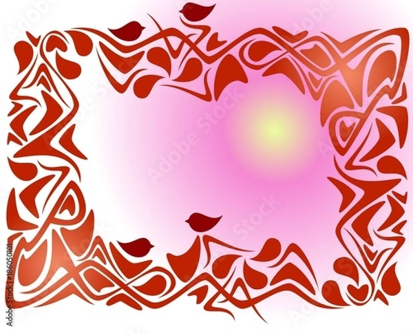 Fototapeta Red abstract frame on a pink background