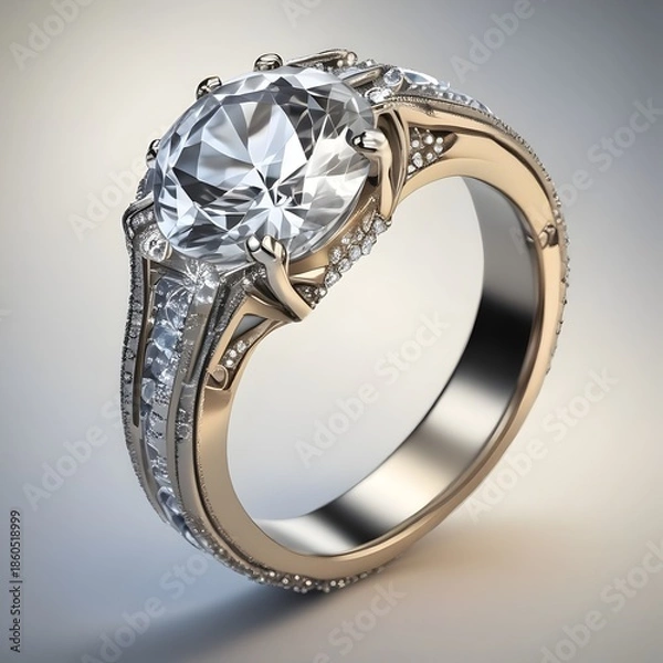 Obraz  ring features a large center stone and diamond 