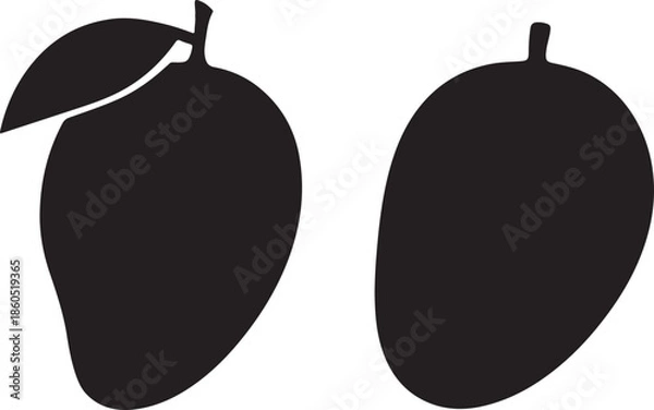 Obraz mango silhouettes with leaf and stem