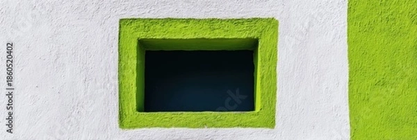 Fototapeta 緑の窓と白い壁の組み合わせ