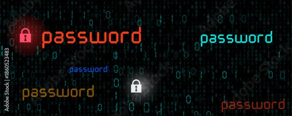 Obraz Cybersecurity and Data Protection  Hacker Background with Passwords