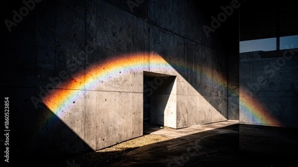 Fototapeta コンクリートの壁にかかる虹の光