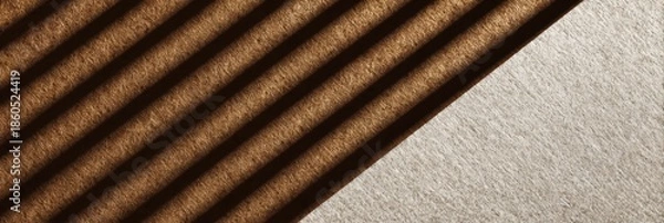 Fototapeta 横に並んだ茶色の布と白い面のコントラスト