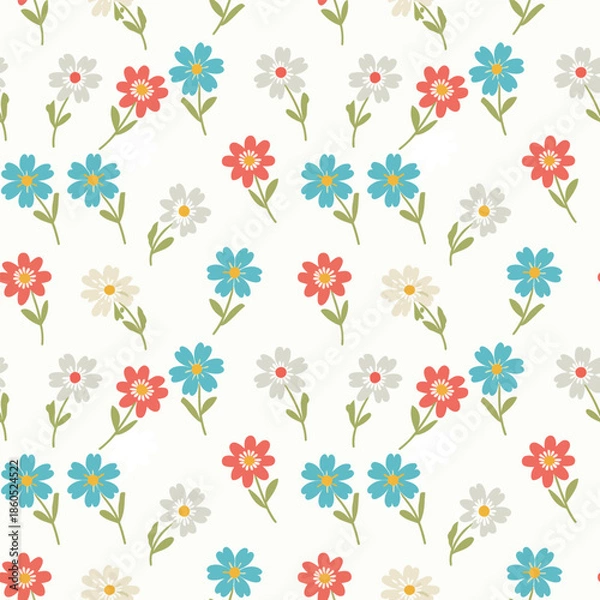 Fototapeta Colorful Ditsy Flower Repeating Pattern
