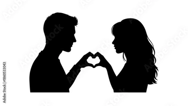 Obraz Couple Forming Heart Shape with Hands.