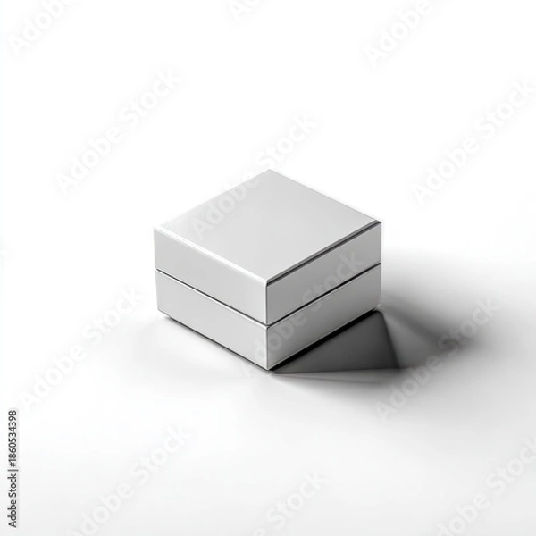 Obraz Small, white square box with shadow on a white background