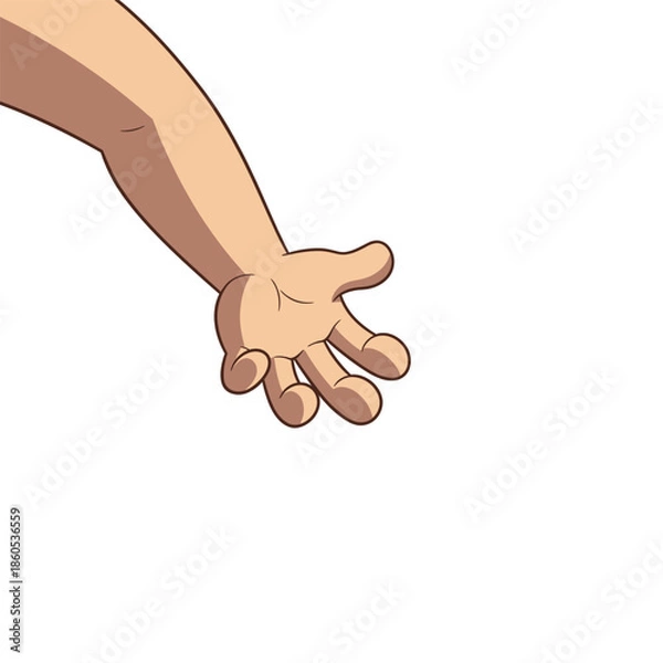 Obraz Open Outstretched Hand Reaching Forward In Illustration.