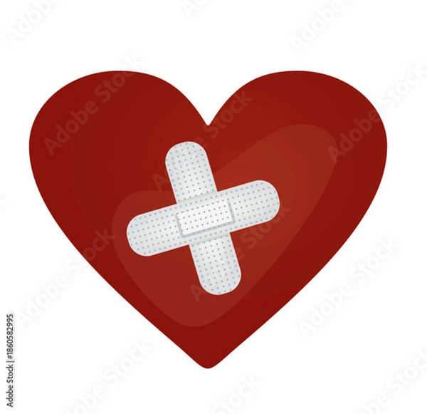 Obraz Broken red heart. vector illustration
