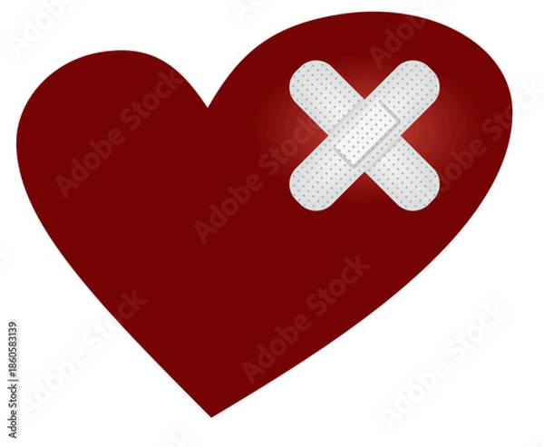 Obraz Broken red heart. vector illustration