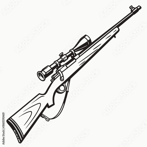 Obraz Technical Rifle Gun Firearm Vector Illustration