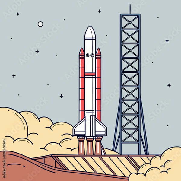 Obraz Stylized Rocket Icon for Technology Concepts
