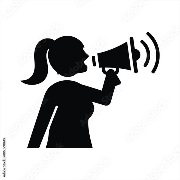 Obraz Young Girl Using Megaphone vector icon