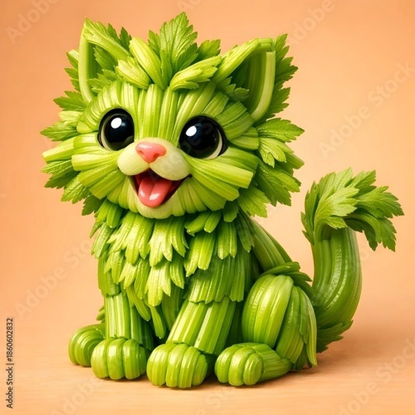 Obraz cute kitten made by vegetables 