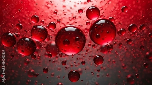 Obraz Vibrant red water droplets create a stunning abstract composition with light reflections