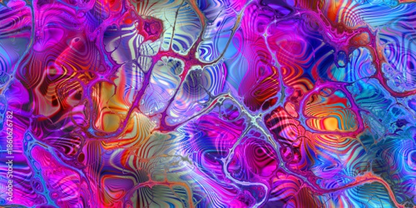 Obraz complex marbling with depth seamless tile repeat pattern in bold colors