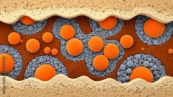 Obraz A microscopic view revealing complex cellular structures and fluid filled cavities