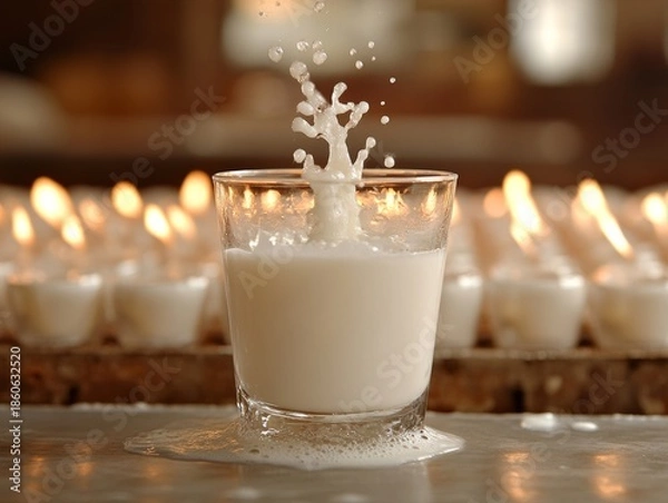 Fototapeta Selective focus. Milk pasteurization process in a modern processing plant