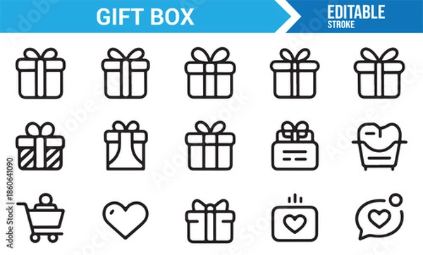 Obraz Holiday present packaging outline icons set