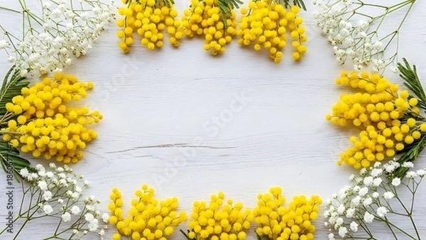 Fototapeta Bright yellow flowers frame