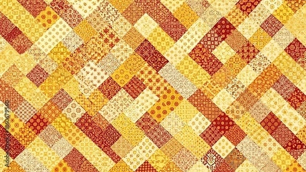 Fototapeta Warm-hued patchwork quilt