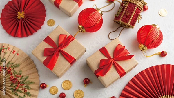 Obraz Chinese New Year Festive Flat Lay