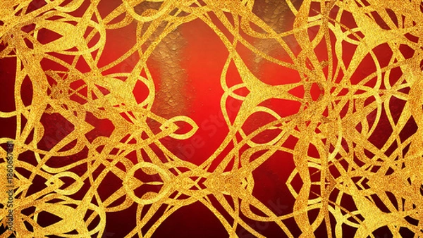 Obraz 金のラインと赤の背景　AI生成素材