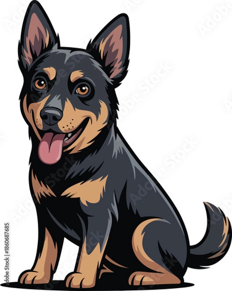 Fototapeta  Cute cartoon a illustrator vector kelpie